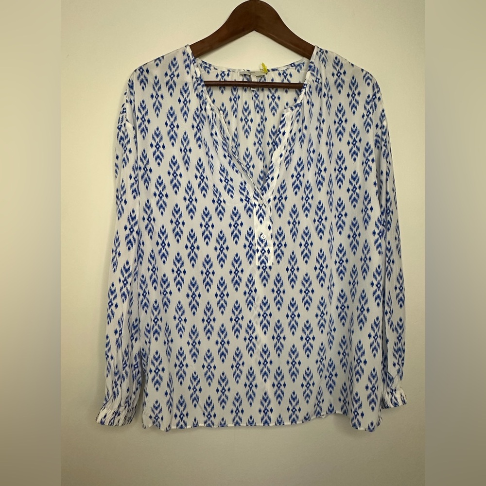 Joie Silk Blue and White Printed Blouse